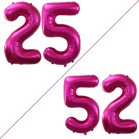 GOER Number 25 Balloons for 25th Birthday Party Decorations,42 Inch Jumbo Foil Helium 52 Balloons for 52nd Birthday Party Decoration (Bright Peach)