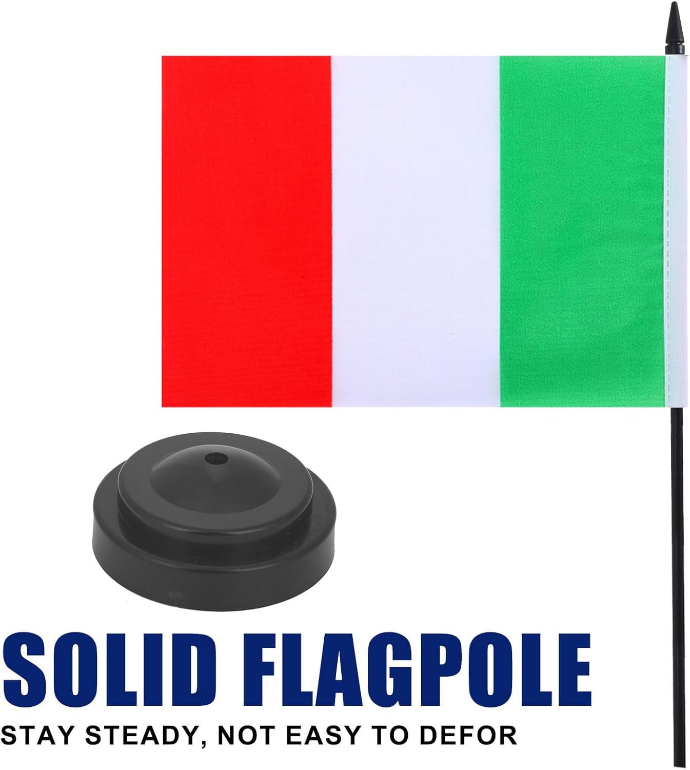 Italy Desk Flag 12" Solid Pole Deluxe Set Italian Flags Banner Mini Small Italy Office Table Flags with Black Stand Base Desktop Decorations(2Pack)