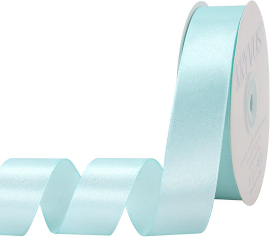 Light Blue Satin Ribbon 1 inch X Continuous 50 Yards, Single Face Polyester Ribbon Perfect for Gift Wrapping, Flower Bouquet, Wedding Decor, Crafts, Bow Making, Sewing and More