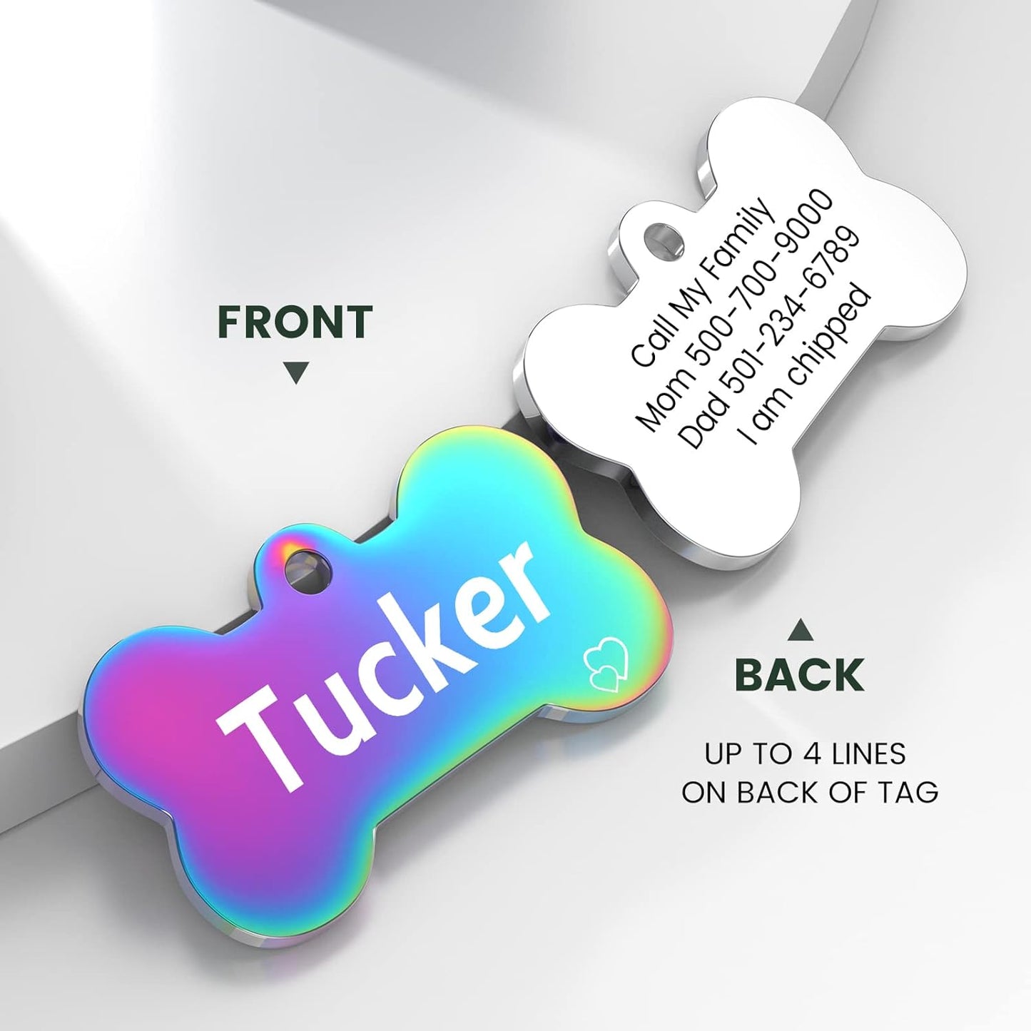 YEHANTI Personalized Dog Tags Engraved for Pets - Stainless Steel Custom Dog Cat Tag with Various Cute and Beautiful Icons, Double Sided Engraved Pet ID Tags Dog Name Tag, Bone