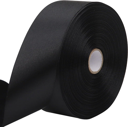 Black Solid Satin Ribbon 1-1/2 Inch 50 Yards Solid Polyester Fabric Ribbon for Gift Wrapping Wedding Christmas Baby Shower Birthday Party Decoration Handmade Immortal Flower Craft