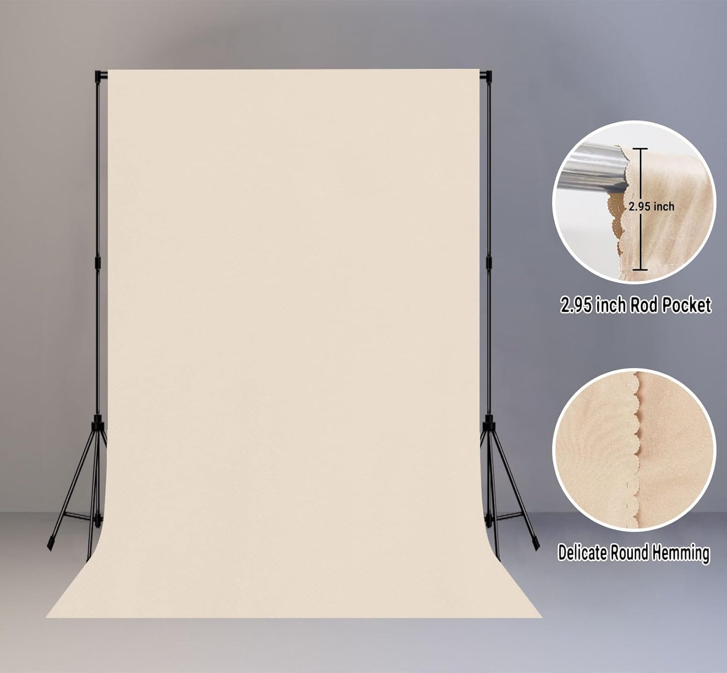 Beige Backdrop for Photography 6x9ft Zoom Screen Meeting, Game Live Studio Shooting Props High Density Fabric