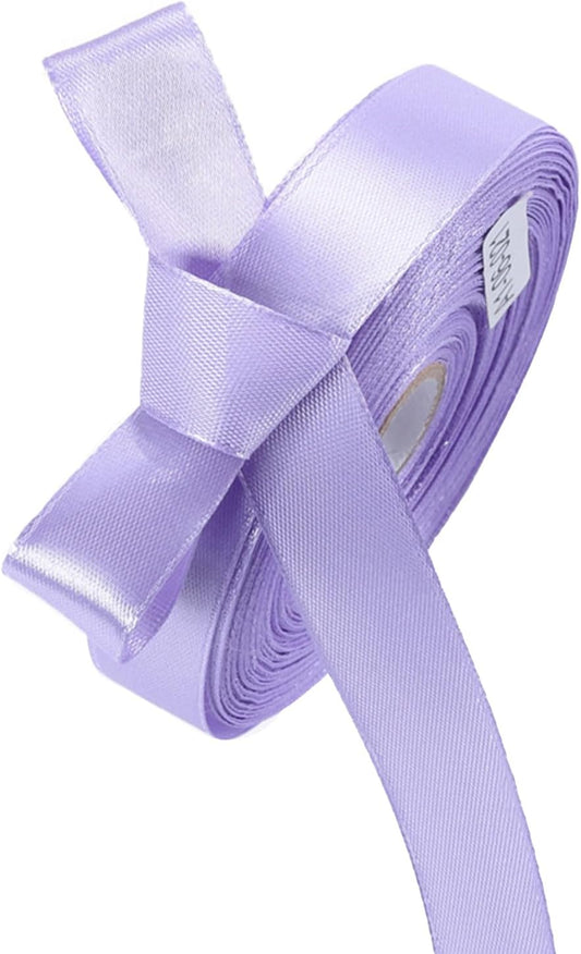 5/8 Inch Light Purple Satin Ribbon 50 Yards Solid Fabric Ribbons for Gift Wrapping, Crafts and DIY Projects, Bows Making, Wedding, Party, Holiday Decor