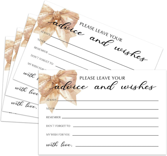 25 Advice and Wishes Cards, Bow Fill-In Advice Cards for Bridal Shower Wedding Birthday Party Baby Shower Graduation Party, Well Wishes Card for Mr & Mrs Adults, Party Supplies -04
