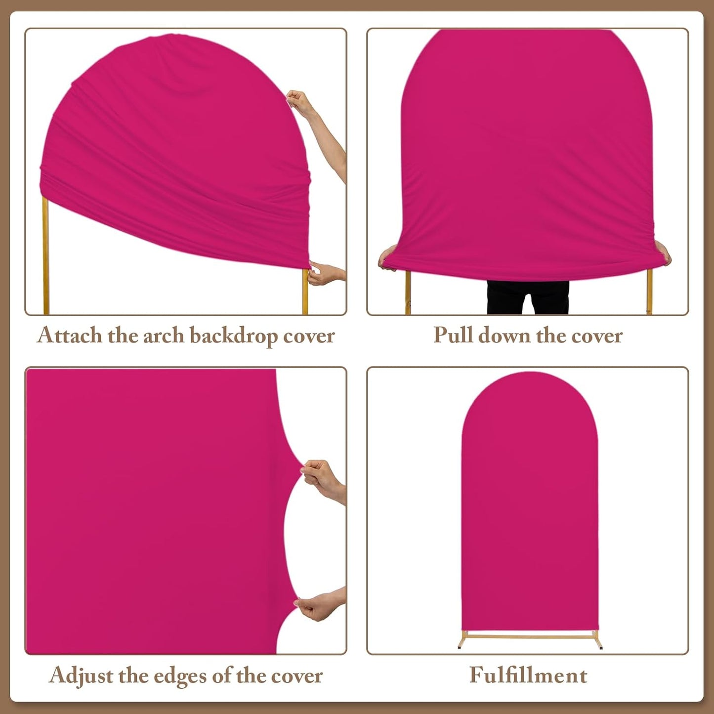 Metal Arch Backdrop Stand and Cover Set, 7.2FT, 6FT Party Backdrop, Easy to Assemble, Backdrop Stand for Parties, Birthday, Baby Shower