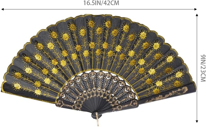 QIRMIZI 30 Pack Fabric Folding Handheld Fans, Perfect for Weddings, Parties, and Dancing,Yellow
