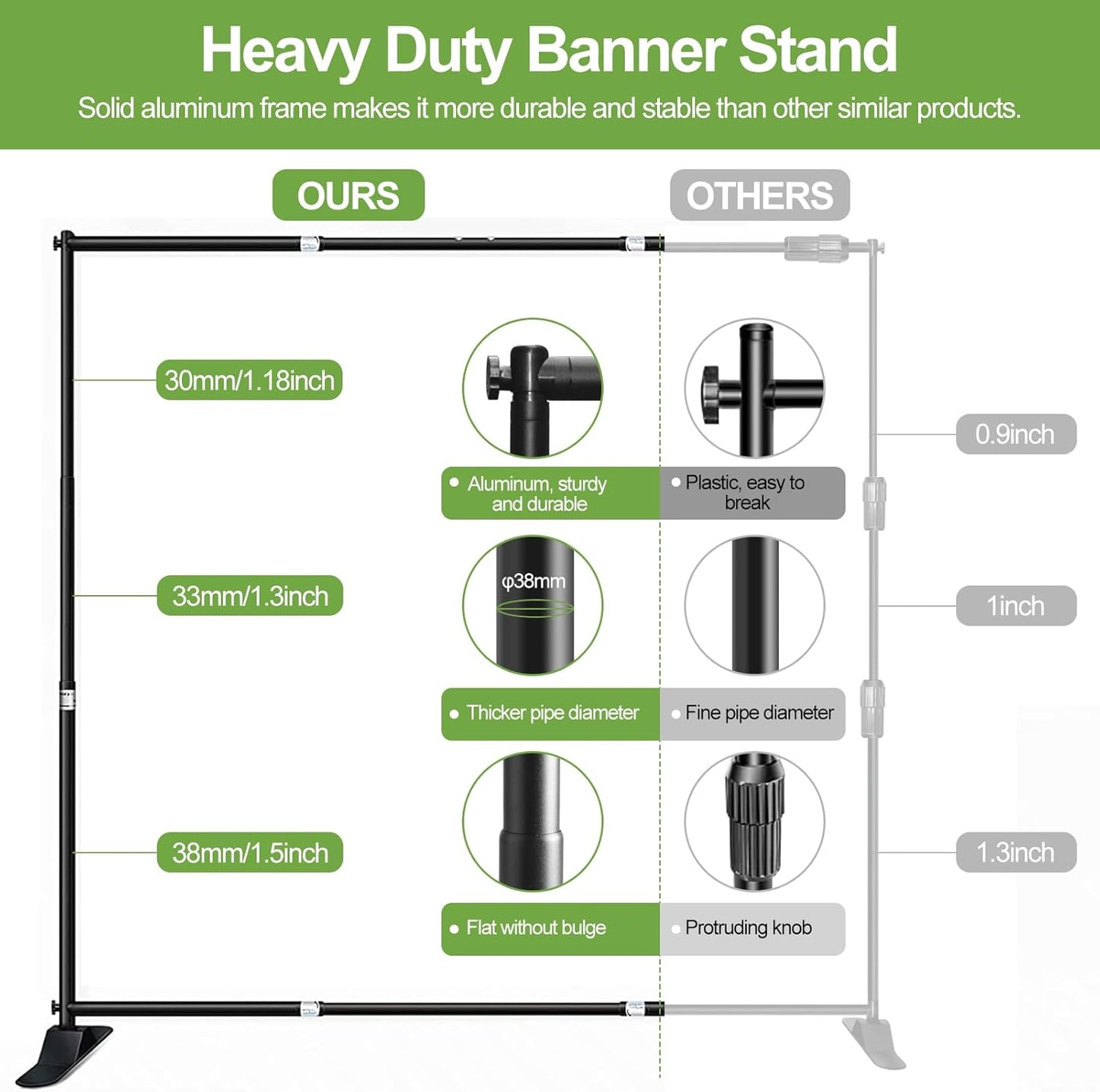 FUDESY 10x10 ft Backdrop Banner Stand, Heavy Duty Adjustable Background Kit With Carrying Bag, Step and Repeat Photography Frame for Trade Show Display Photo Booth Parties