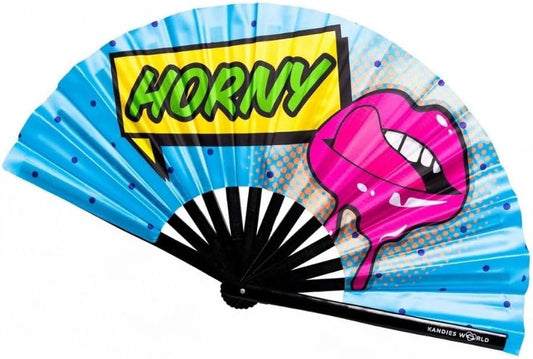 Kandies World Custom Festival Folding Hand Fan - Unique Designs, Made of Bamboo, Clacking Sound, Lightweight - Perfect Rave and Festival Accessory!