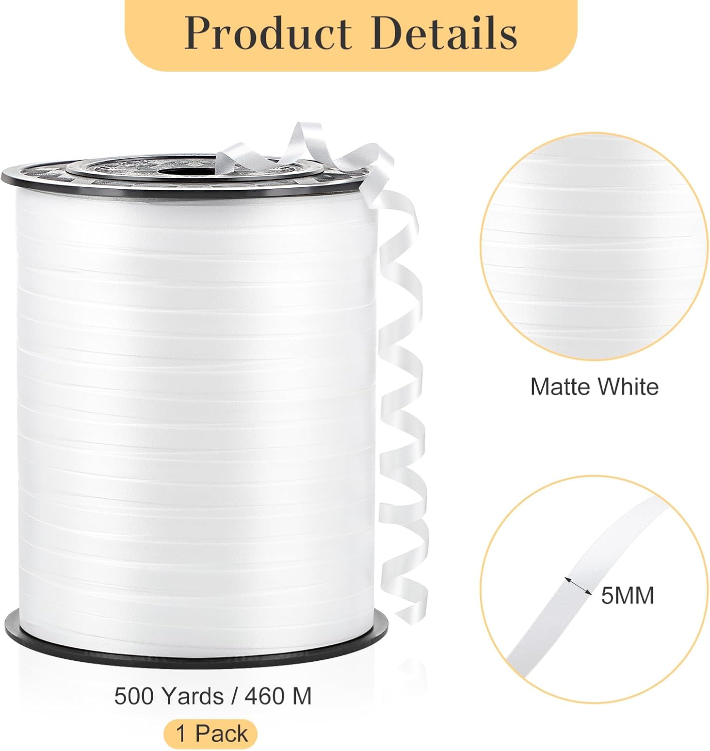 500 Yards White Curling Ribbon-Balloon String-Balloon Ribbon Roll for Party Decoration, Gift Wrapping, Wedding, Art Crafts, Florist Flower