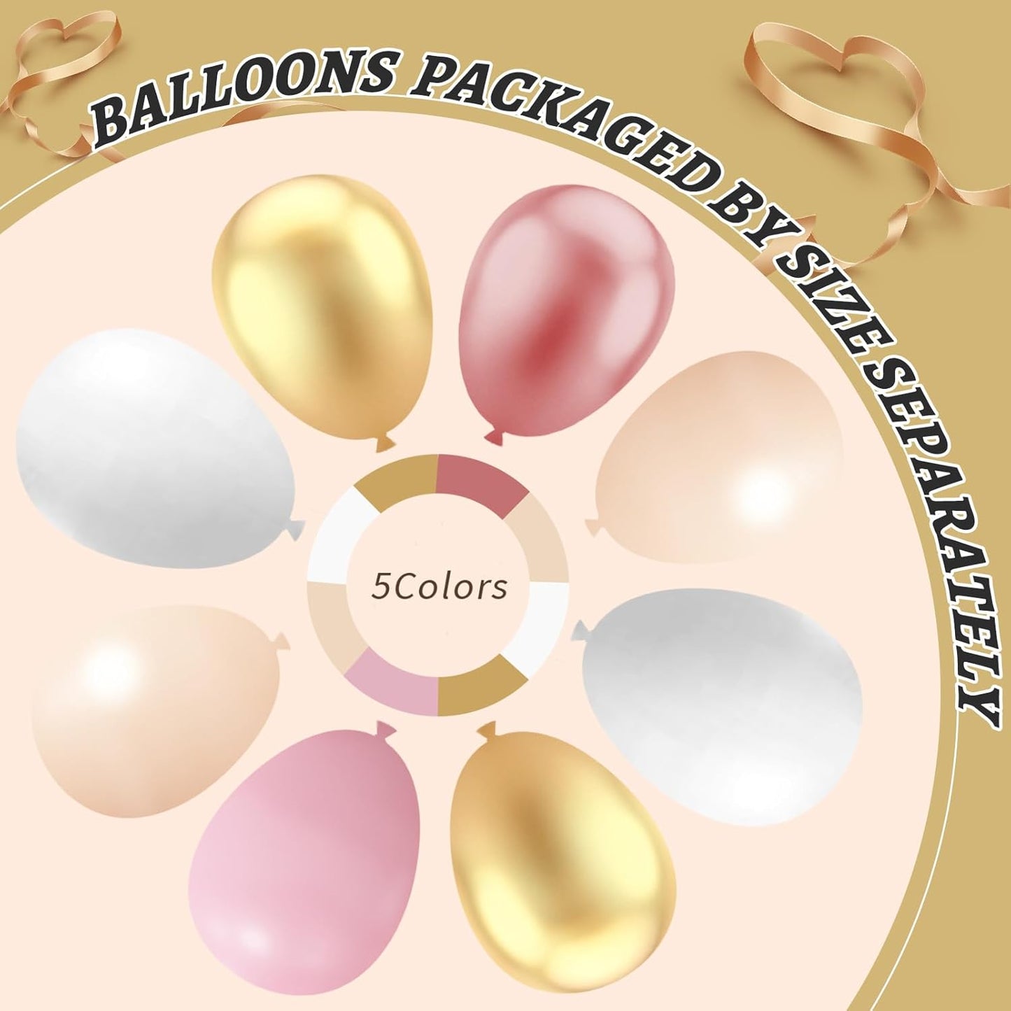 412Pcs Rose Gold Balloon Garland Arch Kit,18 12 10 5 Inch Nude Pastel Pink Metallic Gold White Balloons for Women Girls Birthday Bridal Baby Shower Decorations