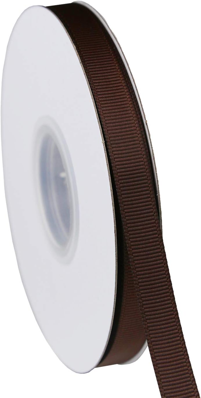 ITIsparkle 3/8" Inch Grosgrain Ribbon 50 Yards-Roll Set for Gift Wrapping Scrap Books Party Favor Hair Braids Baby Shower Decoration Cake Decoration Floral Arrangement Craft Supplies, Brown Ribbon