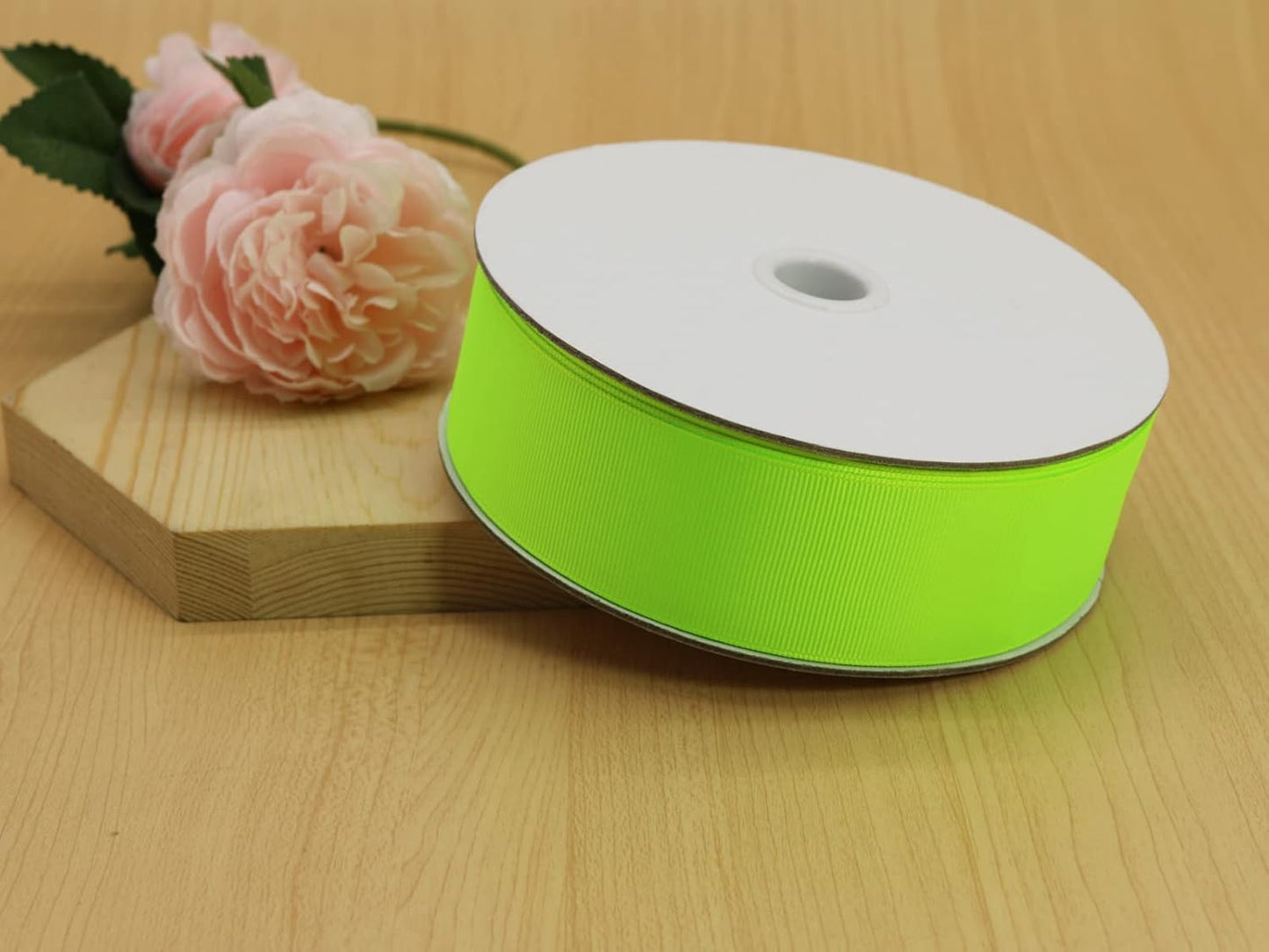 One Roll 50 Yards Soild Neon Green Grosgrain Ribbon 1 1/2 inch Flower Bouquets Ribbons-1.5 inch Thick Gift Wrapping Ribbon-DIY Crafts Bow Hair Headband Accessories Ribbons #544(38mm)