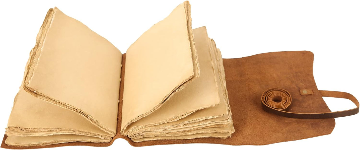 Handmade Leather Journal | Writing Notebook Diary | Bound Daily Notepad For Men & Women Unlined Paper Medium, writing pad for artist, sketch