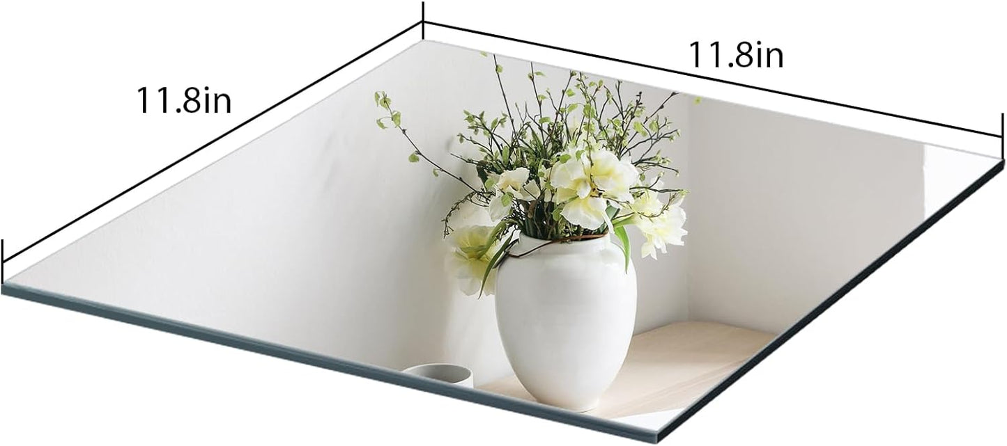 12" Square Mirror Centerpieces, Set of 12 Mirrors for Centerpieces, 2mm Glass Mirror Plates, Mirror Tray, for Wedding Table, Party Decorations, Candle Plate Set, Craft, Christmas Decorations