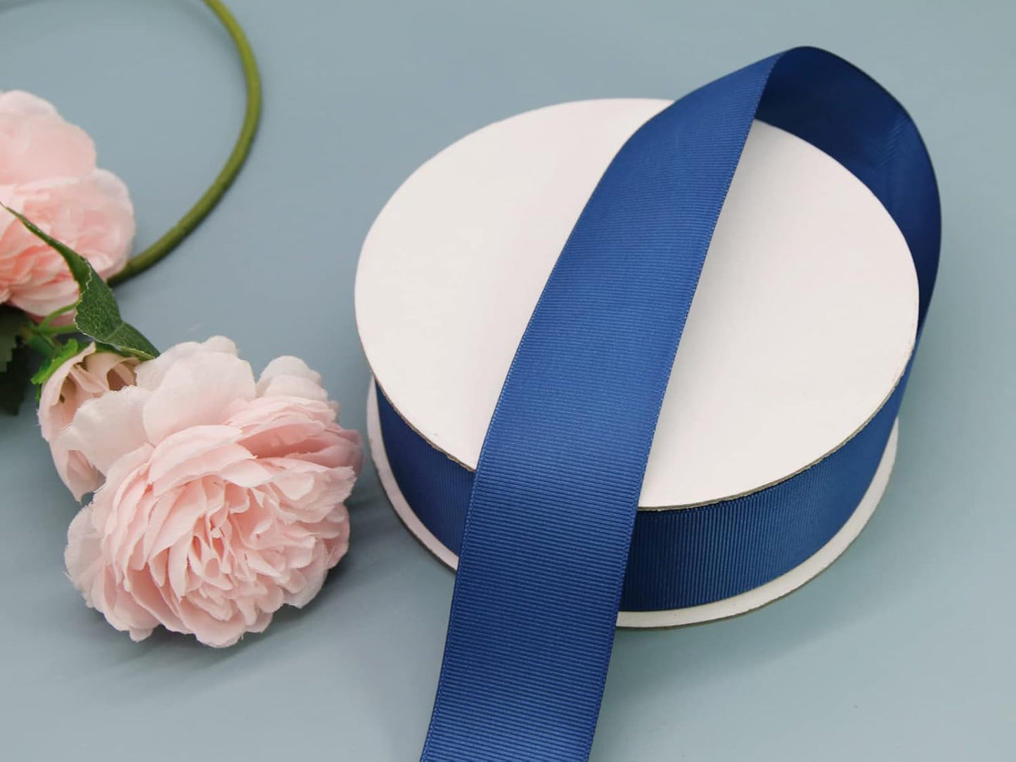 One Roll 50 Yards Soild Navy Blue Grosgrain Ribbon 1 1/2 inch Flower Bouquets Ribbons-1.5 inch Thick Gift Wrapping Ribbon-DIY Crafts Bow Hair Headband Accessories Ribbons #365(38mm)