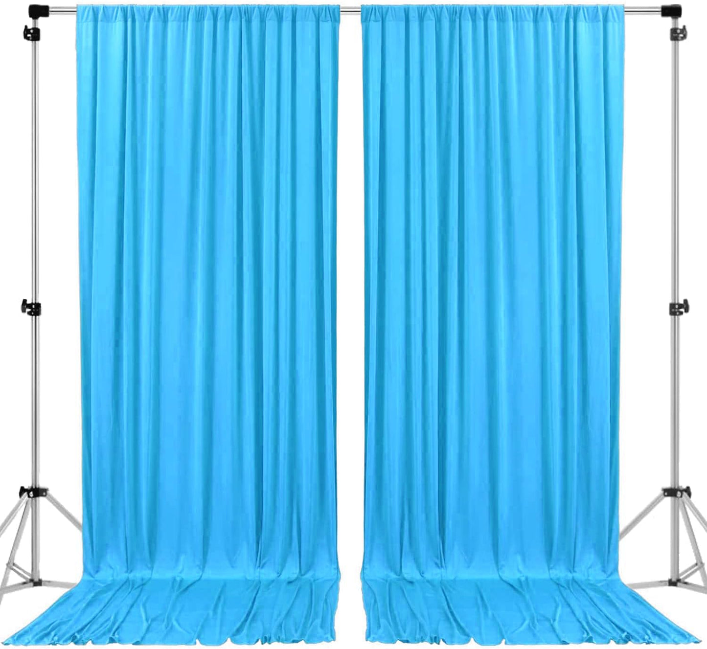 AK TRADING CO. 10 feet x 10 feet Polyester Backdrop Drapes Curtains Panels with Rod Pockets - Wedding Ceremony Party Home Window Decorations - Turquoise (Pack of 24)
