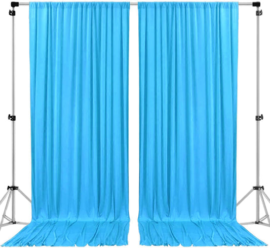 AK TRADING CO. 10 feet x 10 feet Polyester Backdrop Drapes Curtains Panels with Rod Pockets - Wedding Ceremony Party Home Window Decorations - Turquoise (Pack of 24)