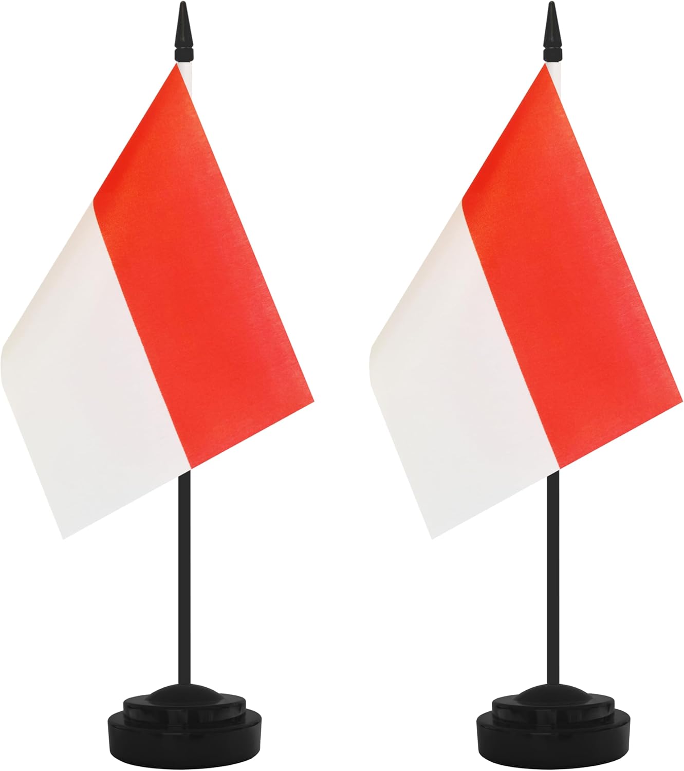 2 Pack Indonesia Desk Flag Set, Indonesian Desktop Small Miniature Table Office Flag with 12" Black Pole and Black Base, Offices, Classroom, Home, Festival Decoration (Indonesia)
