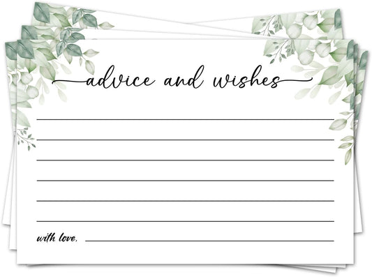 Green Left Advice and Wishes Cards for the New Mr and Mrs, Wedding, Bridal Shower, Baby Shower, Graduation, Party Decorations, 25 PCS 4x6 Inches Card-006