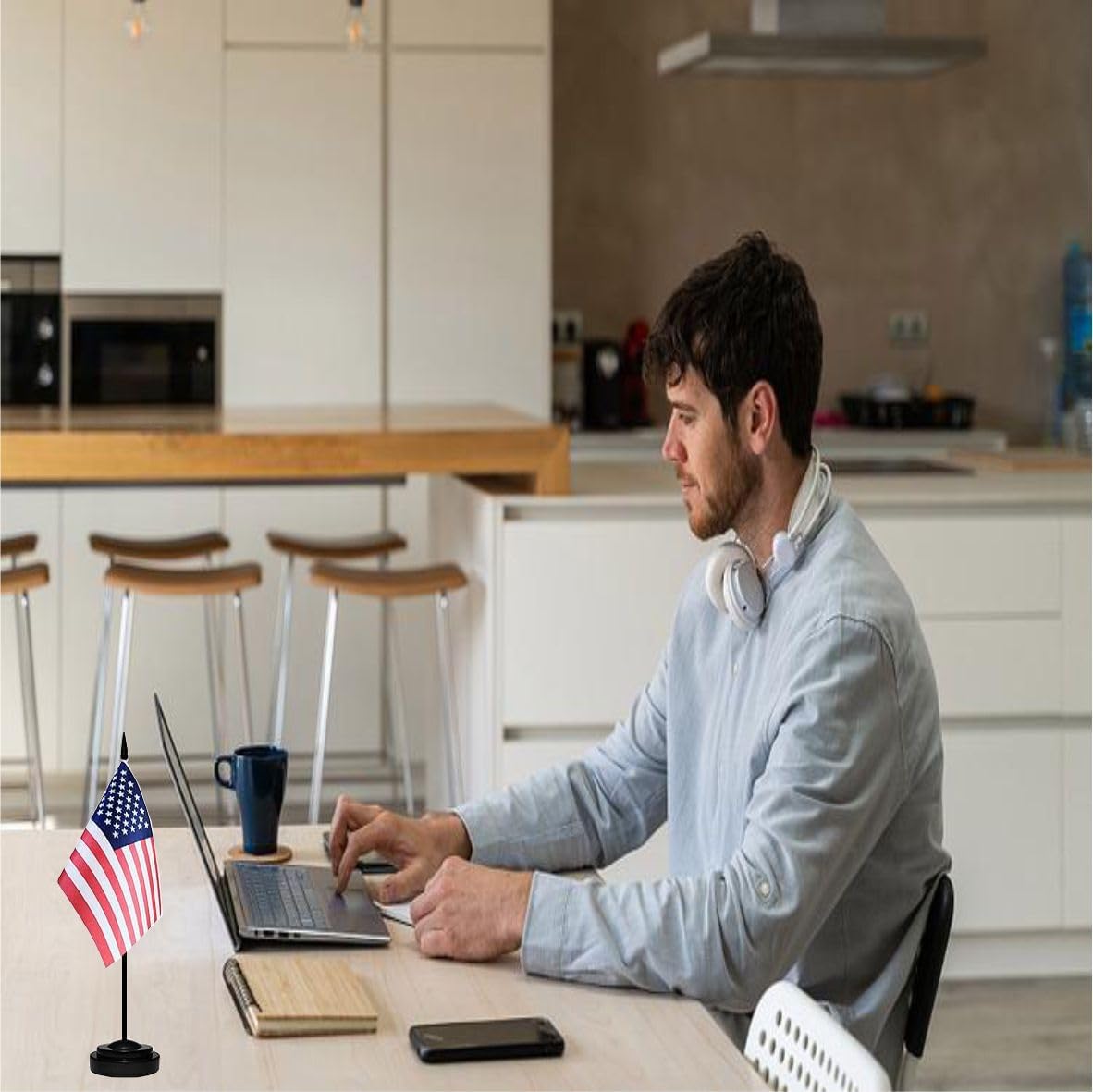 12 Pack American Desk Flags Set USA Small Mini Table Office US Miniature Desktop Flag Home Office Decoration