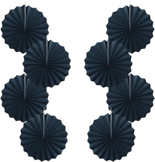 Black Party Decorations,Halloween Decor Events Accessories,Black Birthday Decorations,Anniversary Decorations for Party,Birthday Decorations for Men 12in Hanging Paper Fans 30 Color DIY Set(Black)