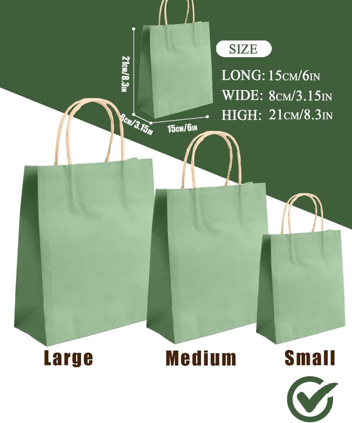 qiqee 24Pcs Small Gift Paper Bag with Handles Bulk - 8.3"x6"x3. 15" Rainbow Party Bags - Mulit Color