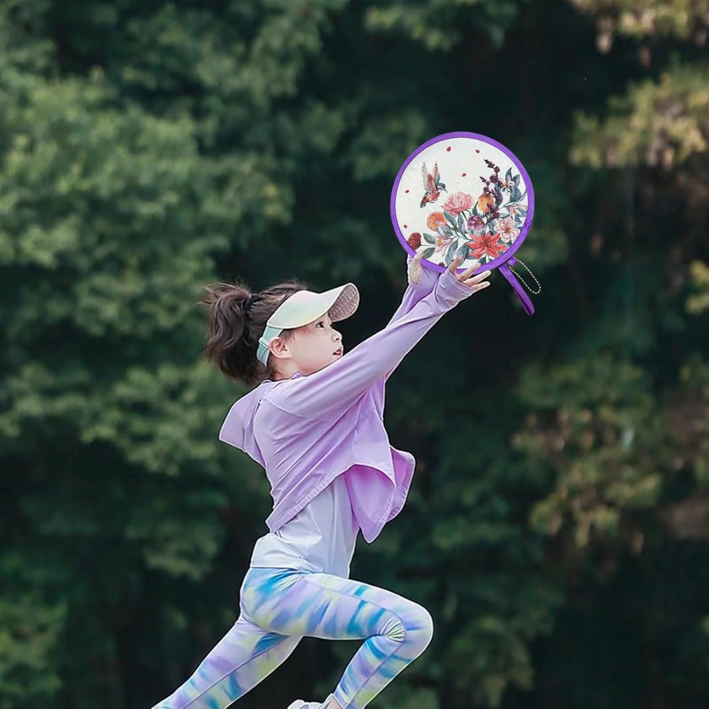 4 Styles Animal Flowers Round Foldable Hand Fan Japanese Foldable Fan Handheld Foldable Compact Cooling Fans,Round Folding Fan for Outdoor Games,Xmas Decoration,Festival,Party Favors,Travel,Events