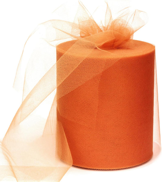 6" x 200 Yards Orange Tulle Fabric Rolls, Orange Spool Tulle Ribbon for DIY Tutu Skirt Wedding Decoration Baby Shower Birthday Party Backdrop Gift Wrapping Bow Craft Supplies