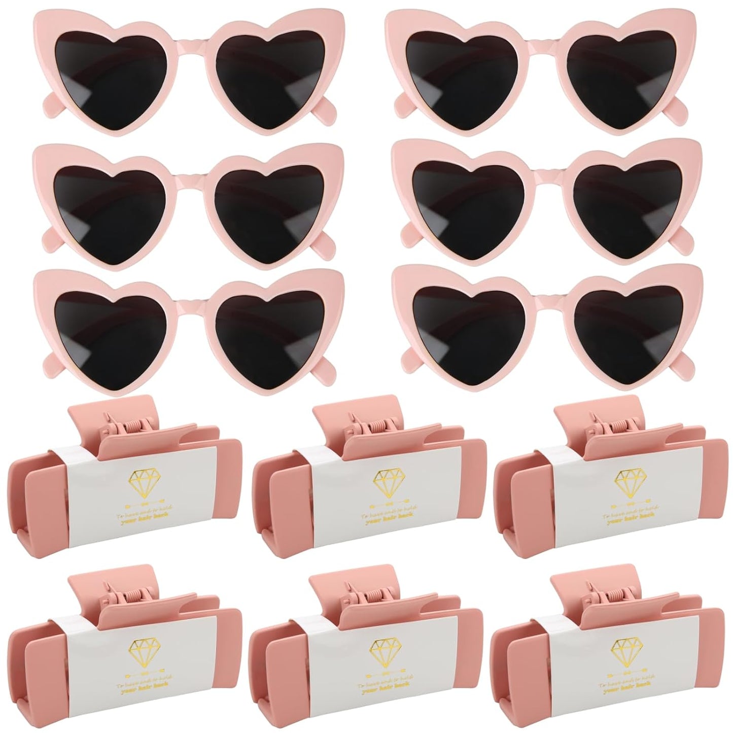 12pcs Bridesmaid Proposal Gifts 4.1inch square Bachelorette Claw Clips Sunglasses set of 12 Girls Trendy Cute Hair Clips for Wedding Party Favors(Pink 12pcs)