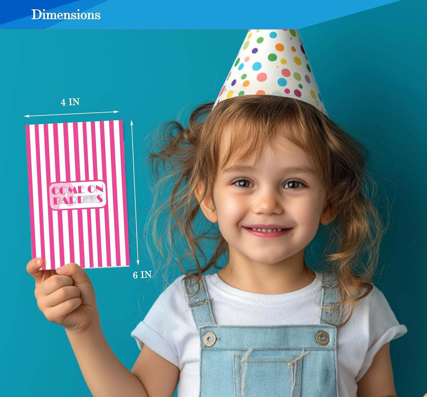 Pink Girl Birthday Invitations for Girls, Girls Pink Birthday Party Invitaions for Party Invites, 4x6 Inches, 30 Sets with Envelopes