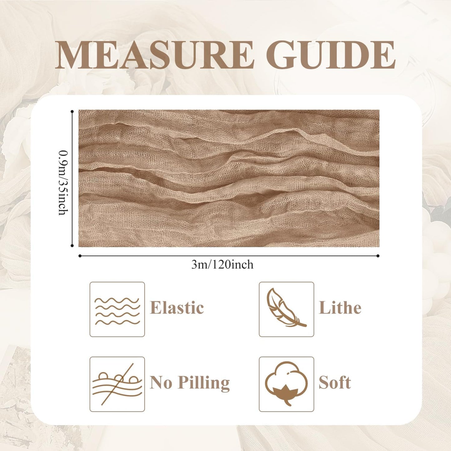 Asee'm 3pcs Cheesecloth Table Runner 120 Inches Long Nude Boho Gauze Cheese Cloth Runner 10FT Rustic Sheer Table Runners for Christmas Wedding Party Baby Shower Spring Easter Decoration