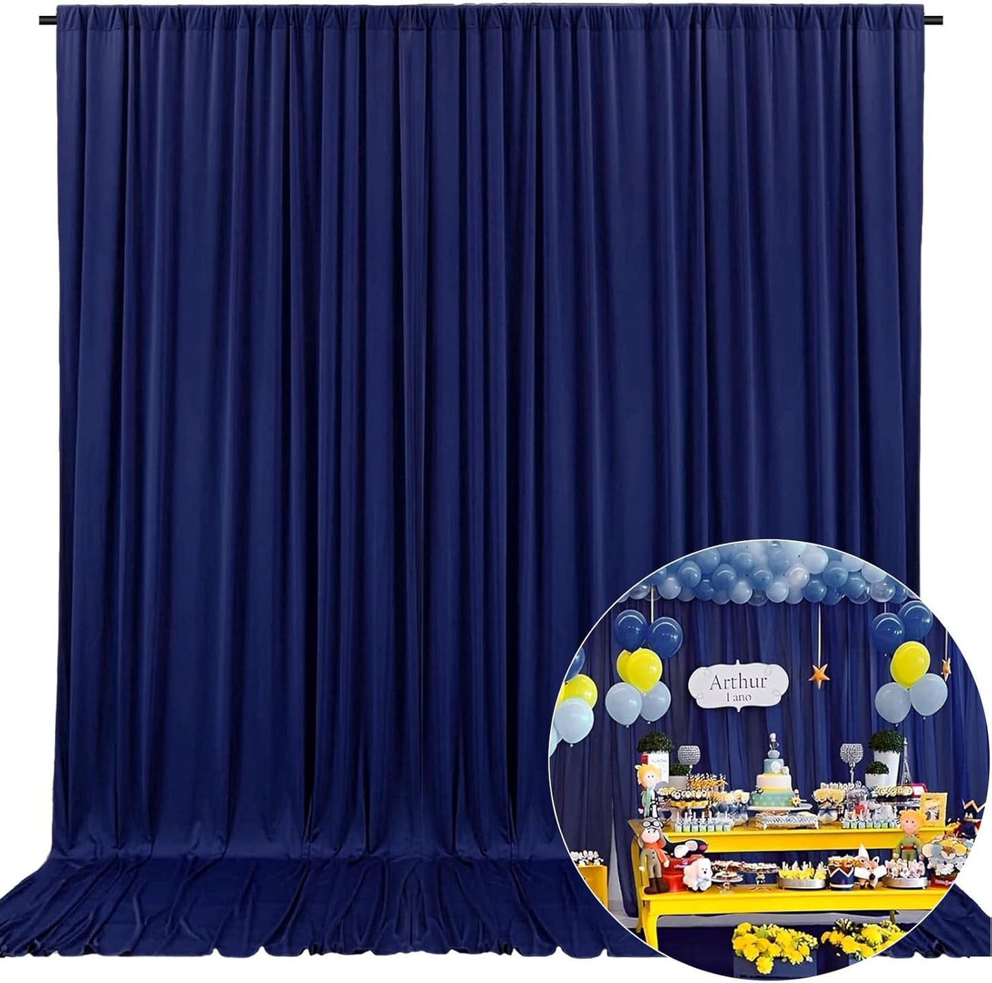 10 x 7 Feet Royal Blue Backdrop Curtain for Partie, Background Curtains for Photoshoot, Birthday, Wedding, Halloween, Thanksgiving, Christmas Day, New Year Party Decorations 5Ft x 7Ft, 2 Panels