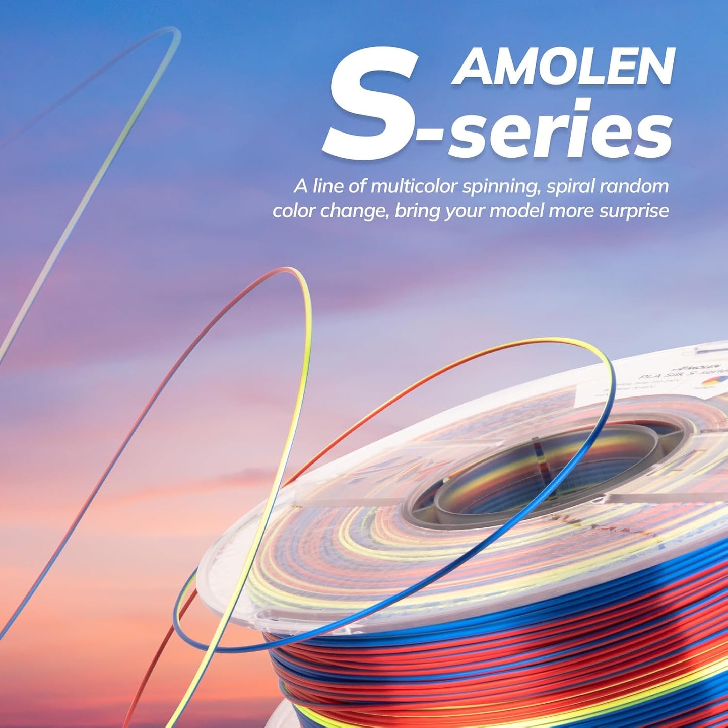 AMOLEN Silk PLA 3D Printer Filament, Shiny Multicolor Rainbow PLA Filament 1.75mm, Fast Color Change PLA 3D Printing Filament for Most FDM 3D Printer, Blue Red Yellow, 1kg (2.2lbs)