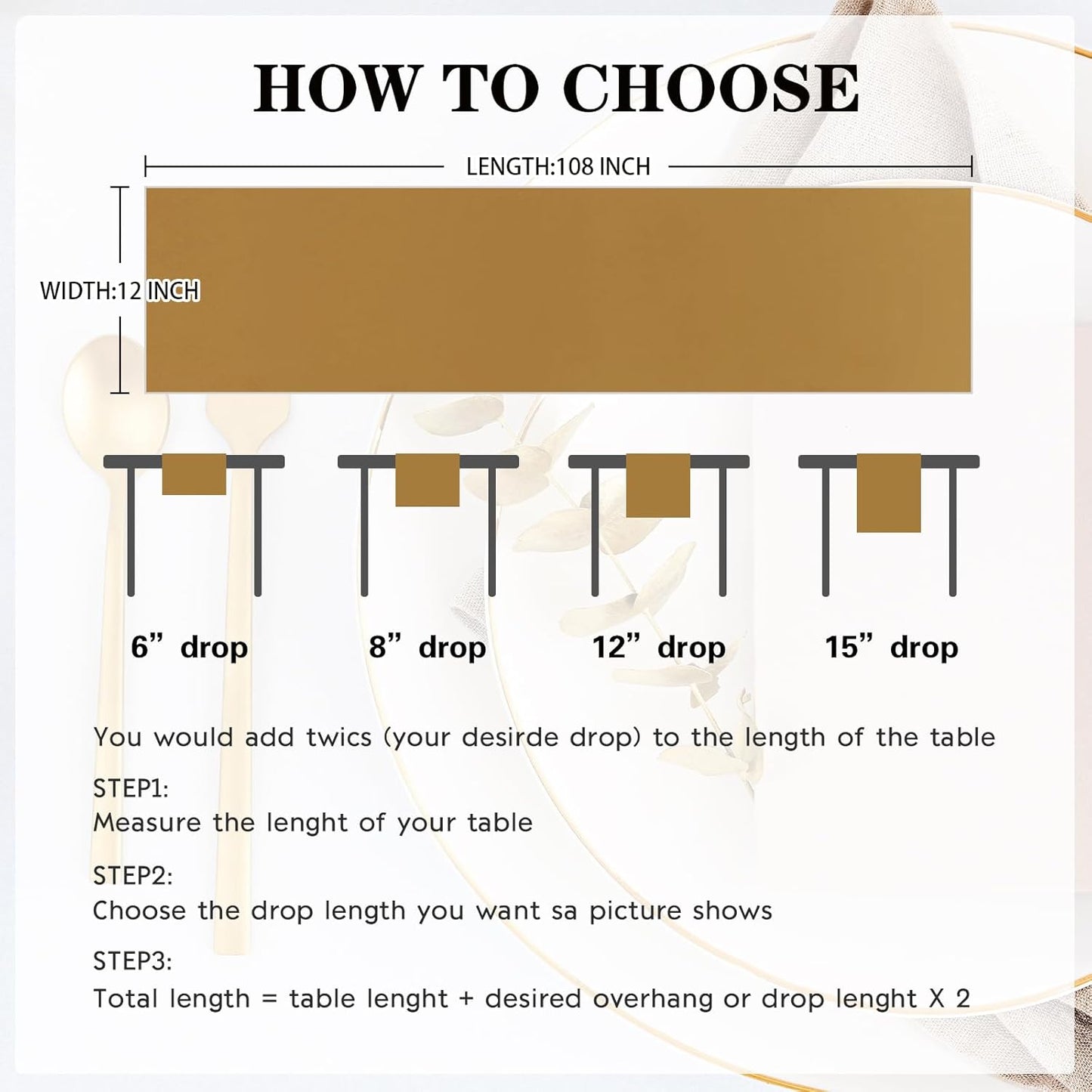 10 Pack Satin Table Runner 12 x 108 Inch Long Old Gold Silk Table Runner for Wedding Party Banquet Birthday Decoration