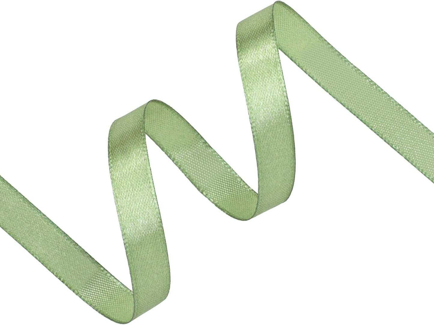 Sage Green Satin Ribbon 3/8 inch X Continuous 100 Yards, Single Face Polyester Ribbon Perfect for Gift Wrapping, Flower Bouquet, Wedding Decor, Crafts, Bow Making, Sewing and More