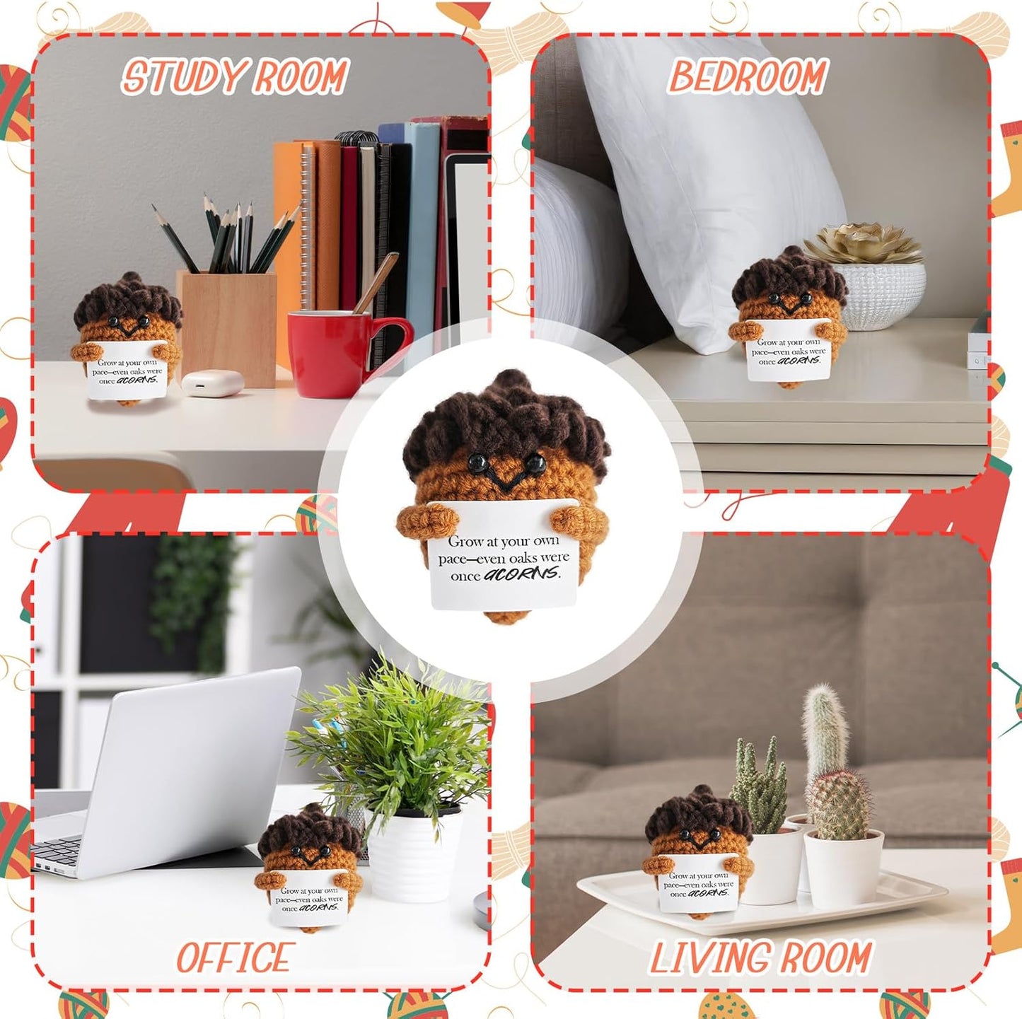 Emotional Support Crochet,Cute Acorn Crochets Pattern,Handmade Crochet Acorn Birthday Gift for Friend,Besties,Brother,Customized Graduation Gift,School Start Gifts