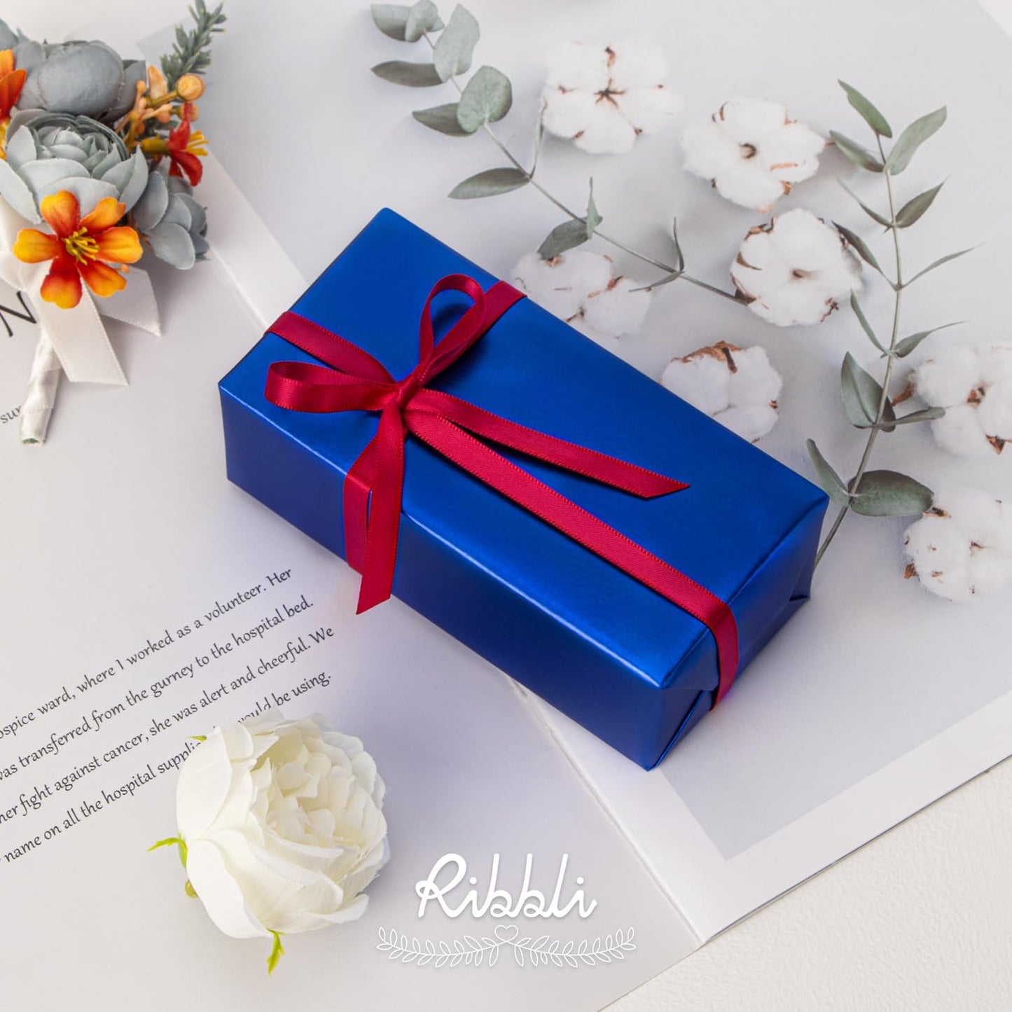 Ribbli Red Satin Ribbon Double Faced Satin 1/4 Inch x Continuous 100 Yards-Red Ribbon for Gift Wrapping Crafts Wedding Decoration Bows Bouquet Floral Arrangement