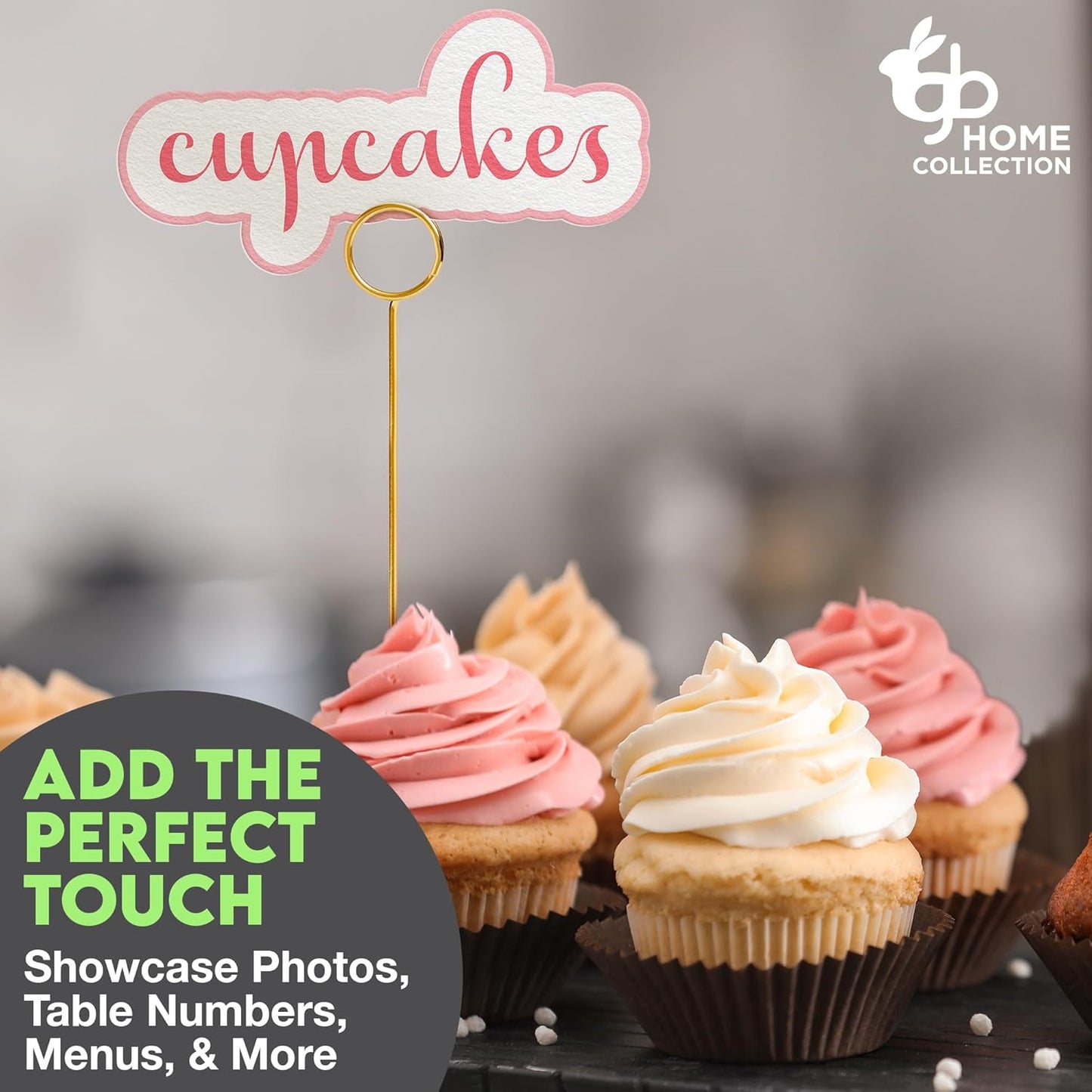 Gray Bunny Metal Table Number Holders, 12 Pack, 12 in Tall, Gold, Card Holders Tabletop Table Number Stands, Wire Clip for Restaurants Recipe Place Card Signs, Weddings, Banquets, Pictures