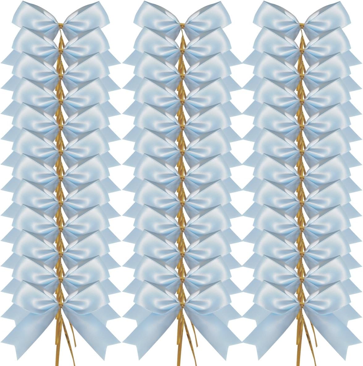 50pcs 3.5" Light Blue Satin Ribbon Bows Twist Ties Bows Wine Bows Tie with Fish Tail Cutting (Lt.Blue)