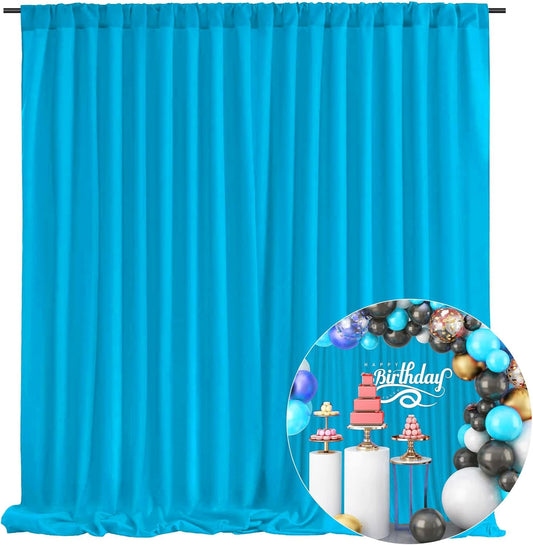10 x 7 Feet Lake Blue Backdrop Curtain for Partie, Background Curtains for Photoshoot, Birthday, Wedding, Halloween, Thanksgiving, Christmas Day, New Year Party Decorations 5Ft x 7Ft, 2 Panels