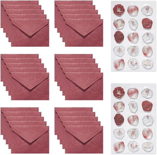 30 Pieces A6 Envelopes with 30 Seal Stickers, 6.32 x 4.45 inch Envelopes for 4 x 6 Wedding Invitation Cards, Greeting Cards, Graduation, Birthday Party Invitations, Red.