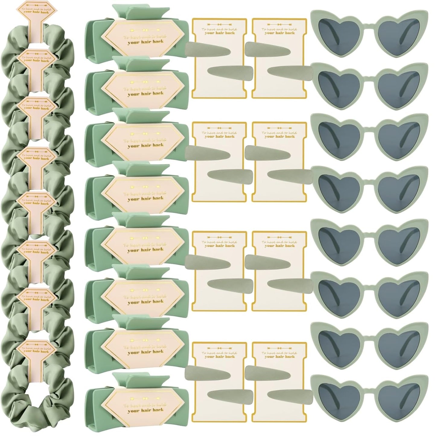 Bridesmaid Scrunchies Proposal Gifts Bachelorette Hair Claws Clips Girls heart sunglasses for Wedding Party Favors (Sage Green 40sets)