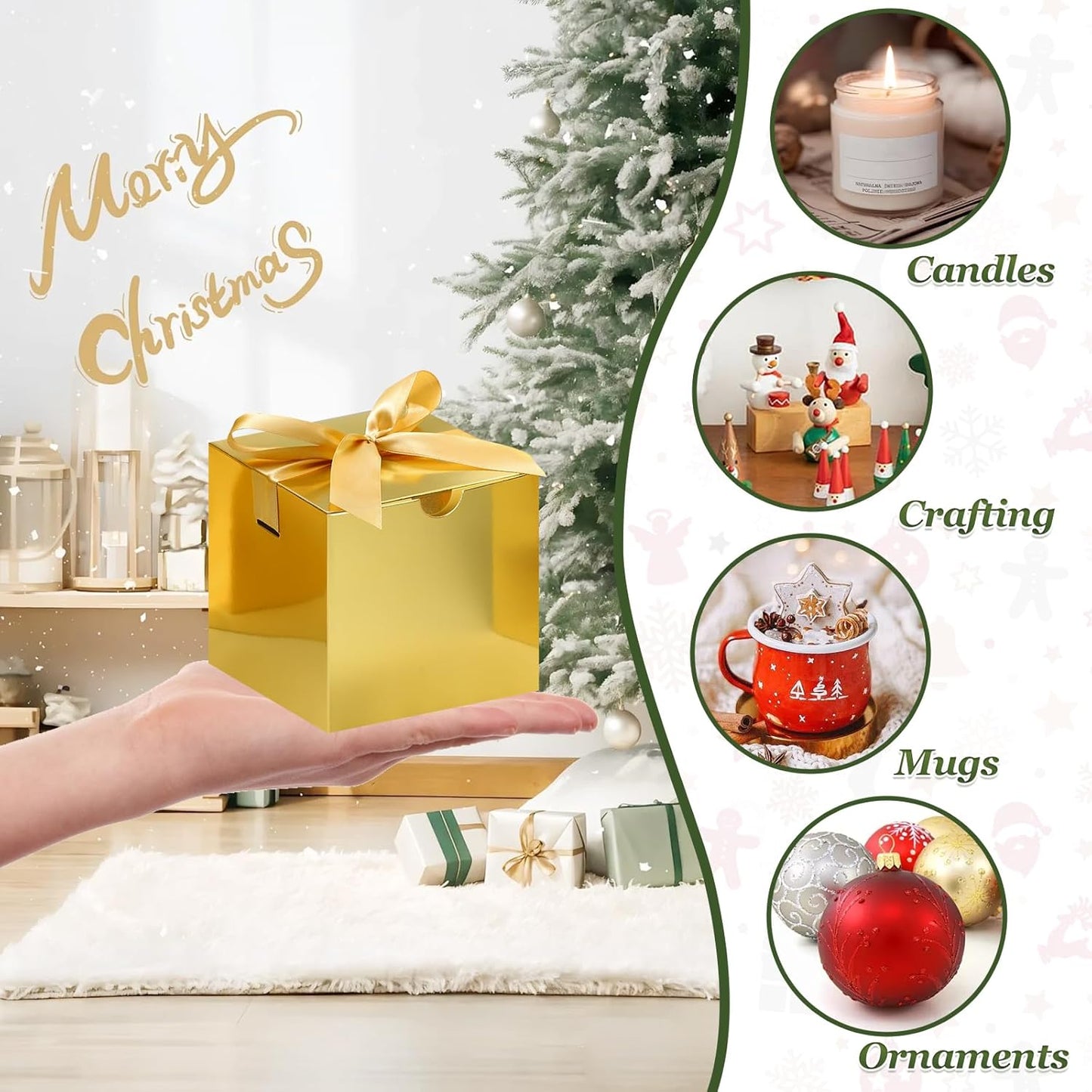 DOYIDE Small Gift Boxes, 20 Pack 5x5x5 Inch Gold Elegant Paper Boxes with Ribbons, Crafting, Christmas Gift Box Wedding Party Favor, Cupcake, Candy, Bridesmaids Proposal Box