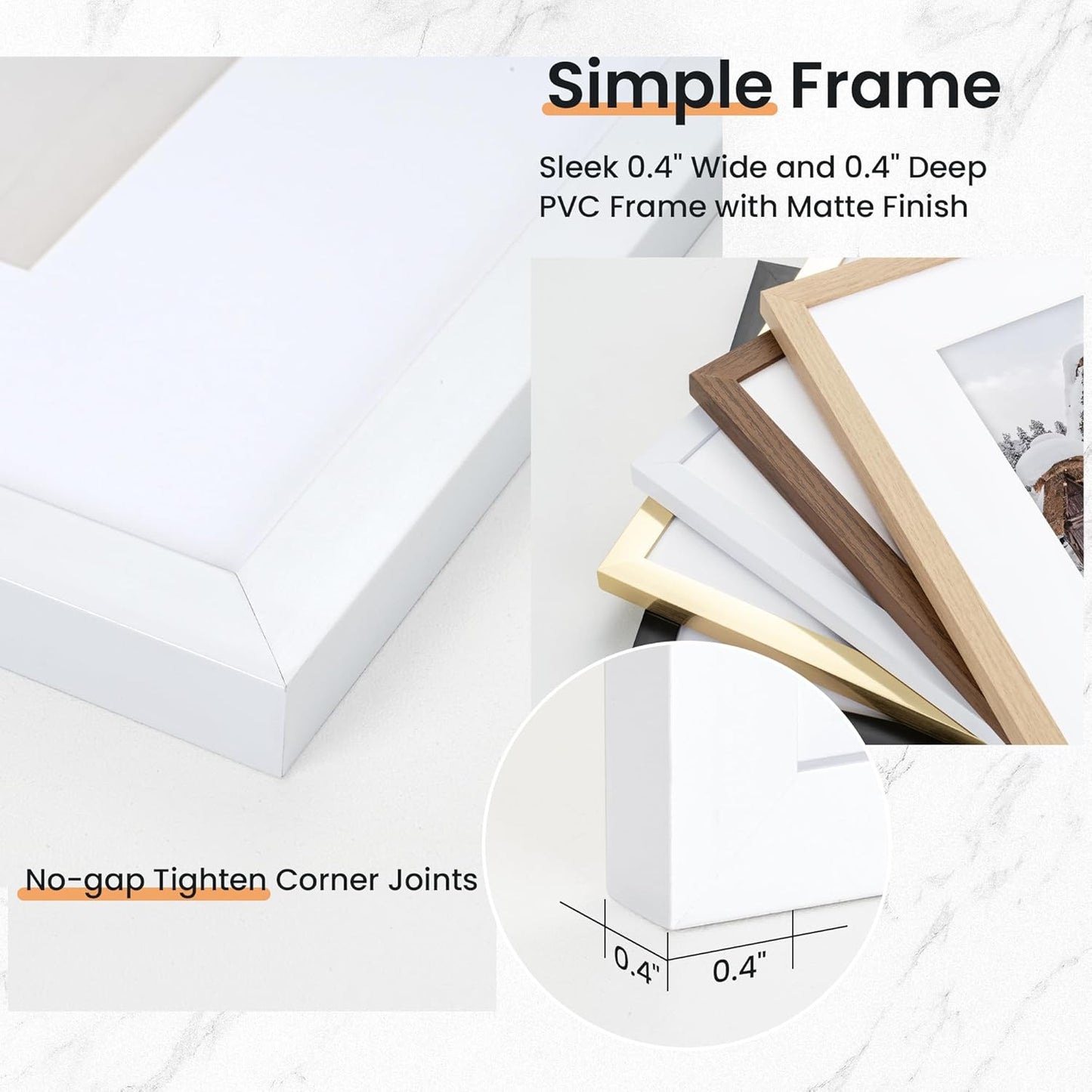 5x7 inch Picture Frame, 5x7 Photo Frames with 4x6 Removable Mat - High Definition Plexiglass - Vertical and Horizontal Display - Wall Hanging Frame - White, 5 Pack