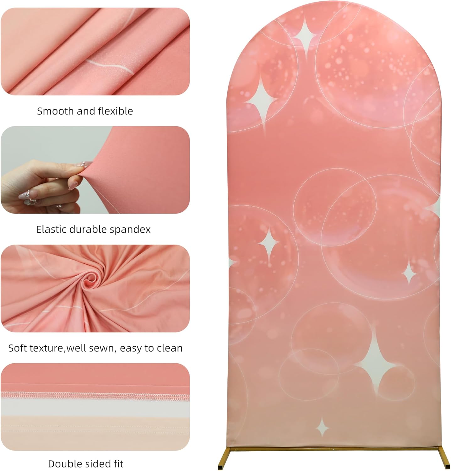 Wedding Arch Cover 6.6FT Spandex Arch Backdrop Cover Stretchy Backdrop for Wedding Birthday Party Decoration Baby Shower