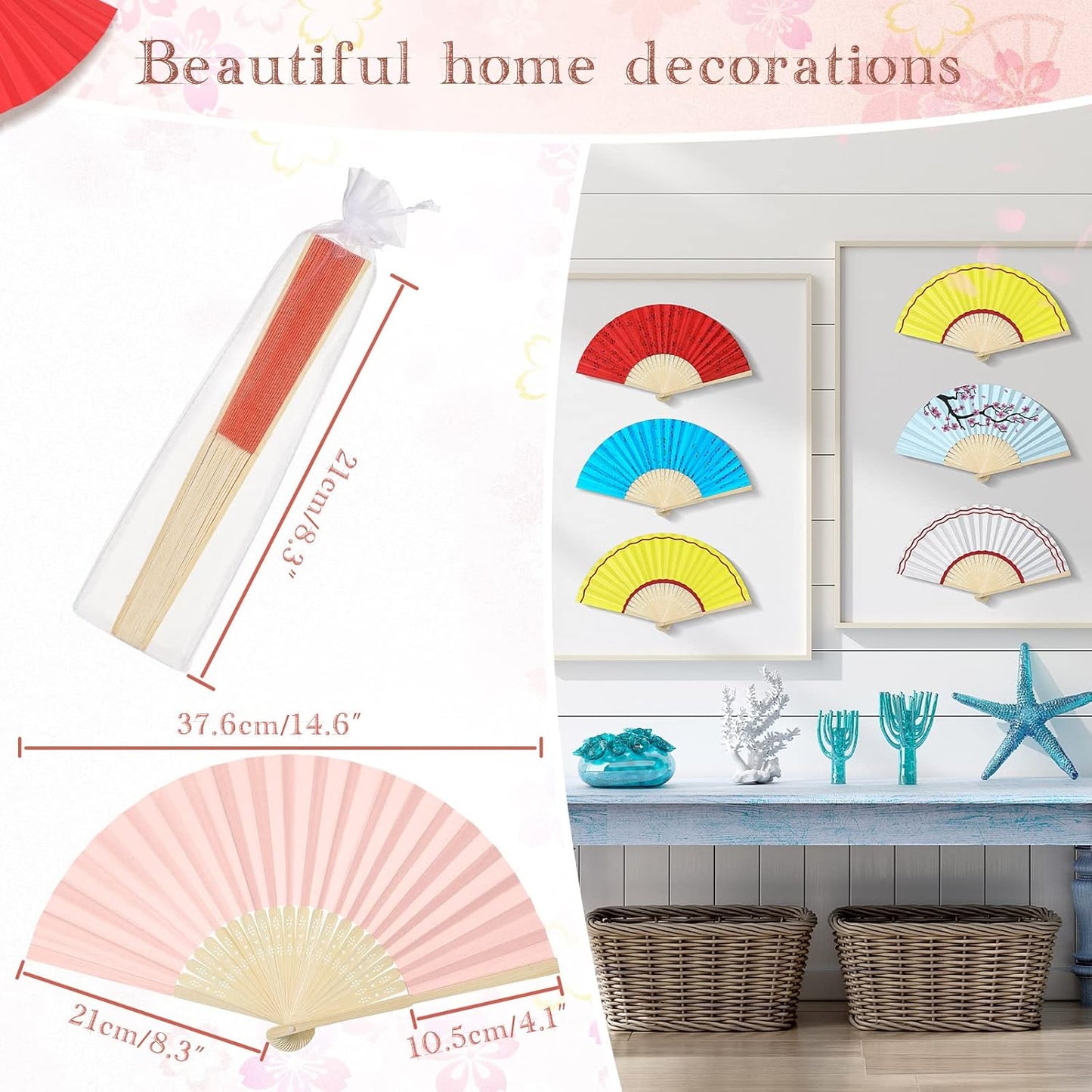 Chunful 100 Pieces Paper Hand Fan Multicolor Bamboo Folding Fans Handheld Chinese Decorative with Organza Bags for Wedding Bridal Church Dancing Home Craft DIY Decoration Party Favors Summer