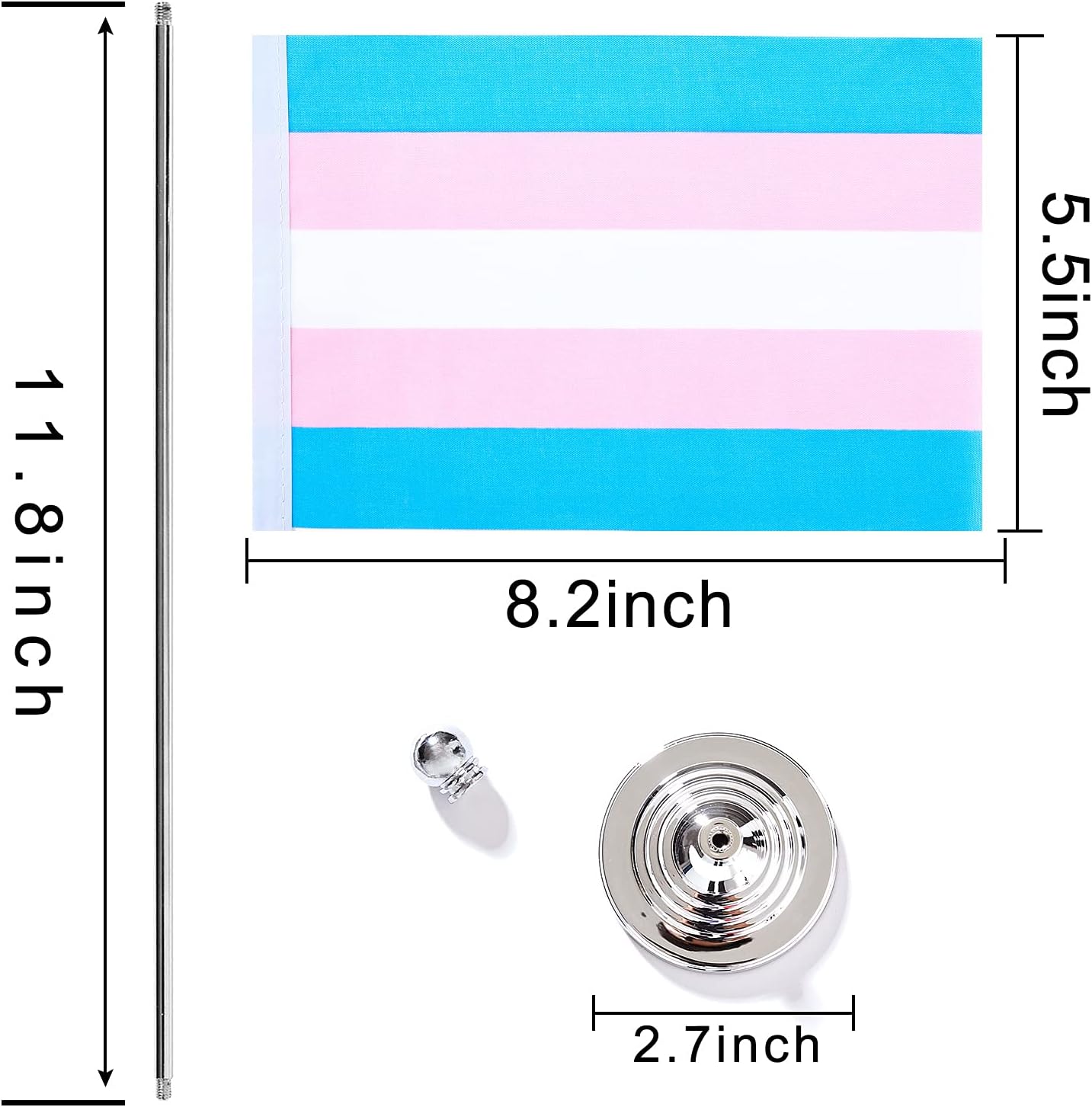 ZXvZYT 2 Pack Pride Rainbow Transgender flag Trans table flag,Small Mini LGBT Desk Flags With Stand Base,American Rainbow Mardi Gras Party Decorations Supplies