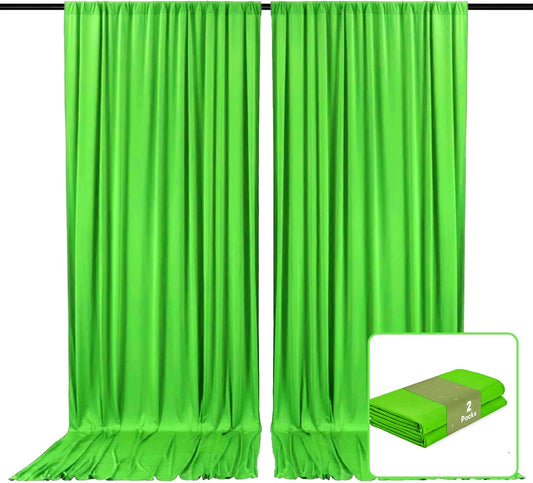 2 Panels Green Backdrop Curtain, 10 x 7 Feet Background Curtains for Parties, Weddings, Baby Showers, Bachelorette Halloween, Christmas Birthday Party Photoshoot Backdrop Curtains Decorations