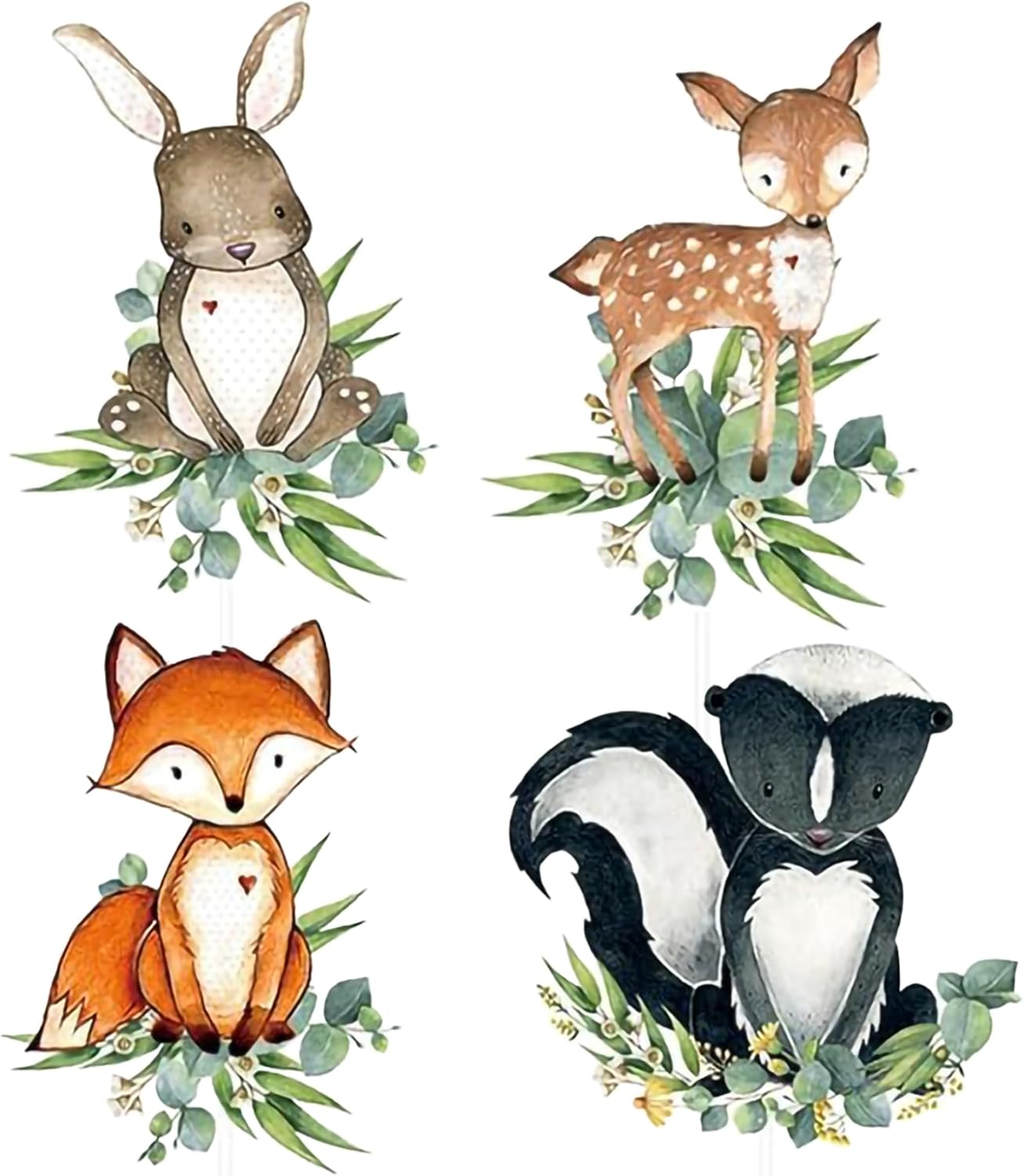 54-Piece Woodland Animal Cupcake Toppers – Neutral Forest Creatures Cake Picks for Baby Shower & Gender Reveal Party Decorations, Multicolor Fox, Deer, Owl & Bear Designs