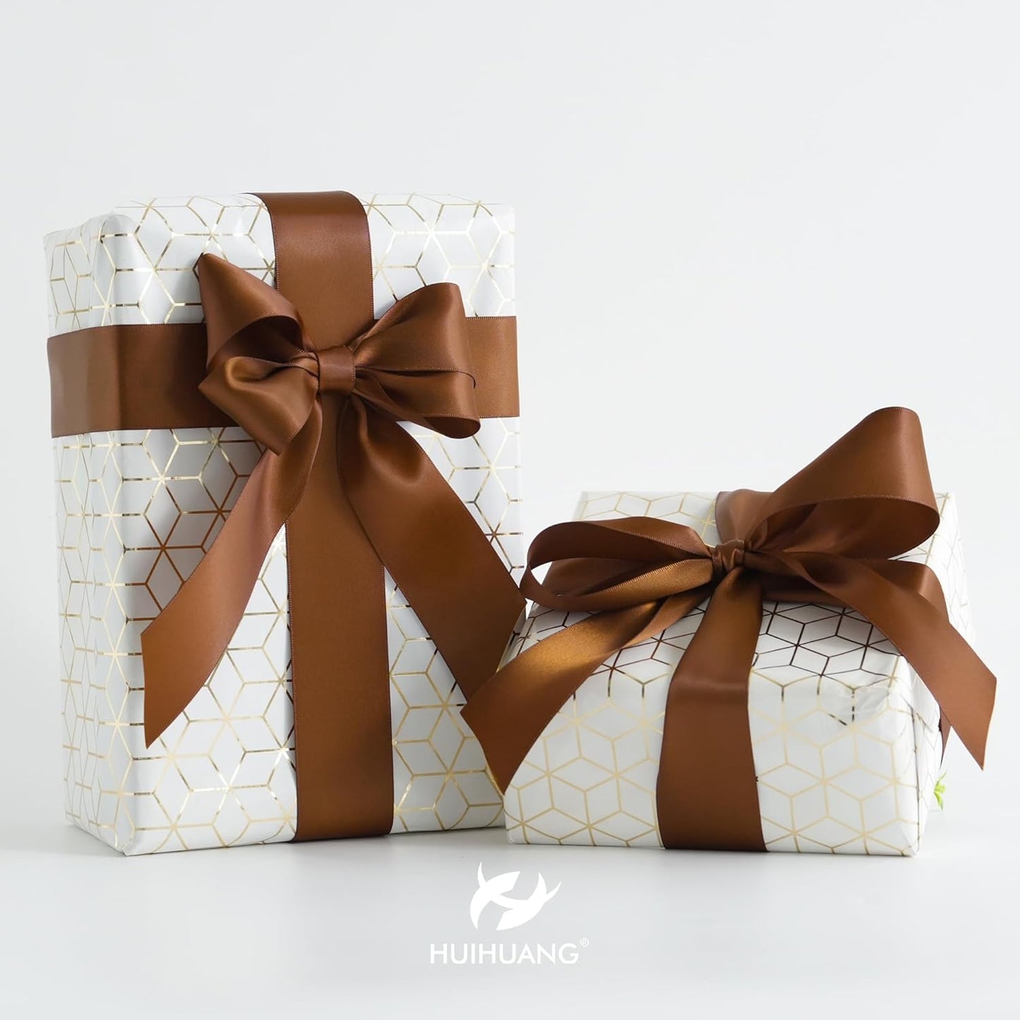 HUIHUANG Brown Satin Ribbon 1-1/2 inch x 50 Yards Dark Brown Double-Faced Satin Ribbon for Gift Wrapping, DIY Crafts, Holiday Decor, Christmas Wedding Party Decor, Bows, Flower Bouquet